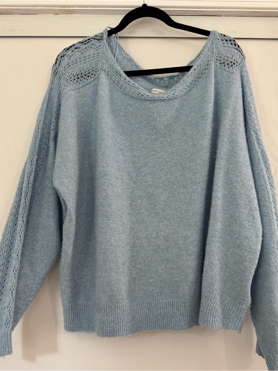 American Eagle Outfitters Sweaters - American Eagle Outfitters Light Blue Open-Knit Shoulder Sweater